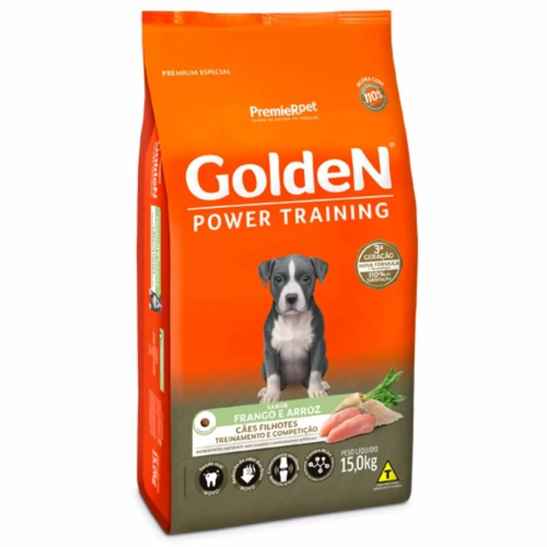 Golden Formula Power Training Cães Filhotes Sabor Frango & Arroz