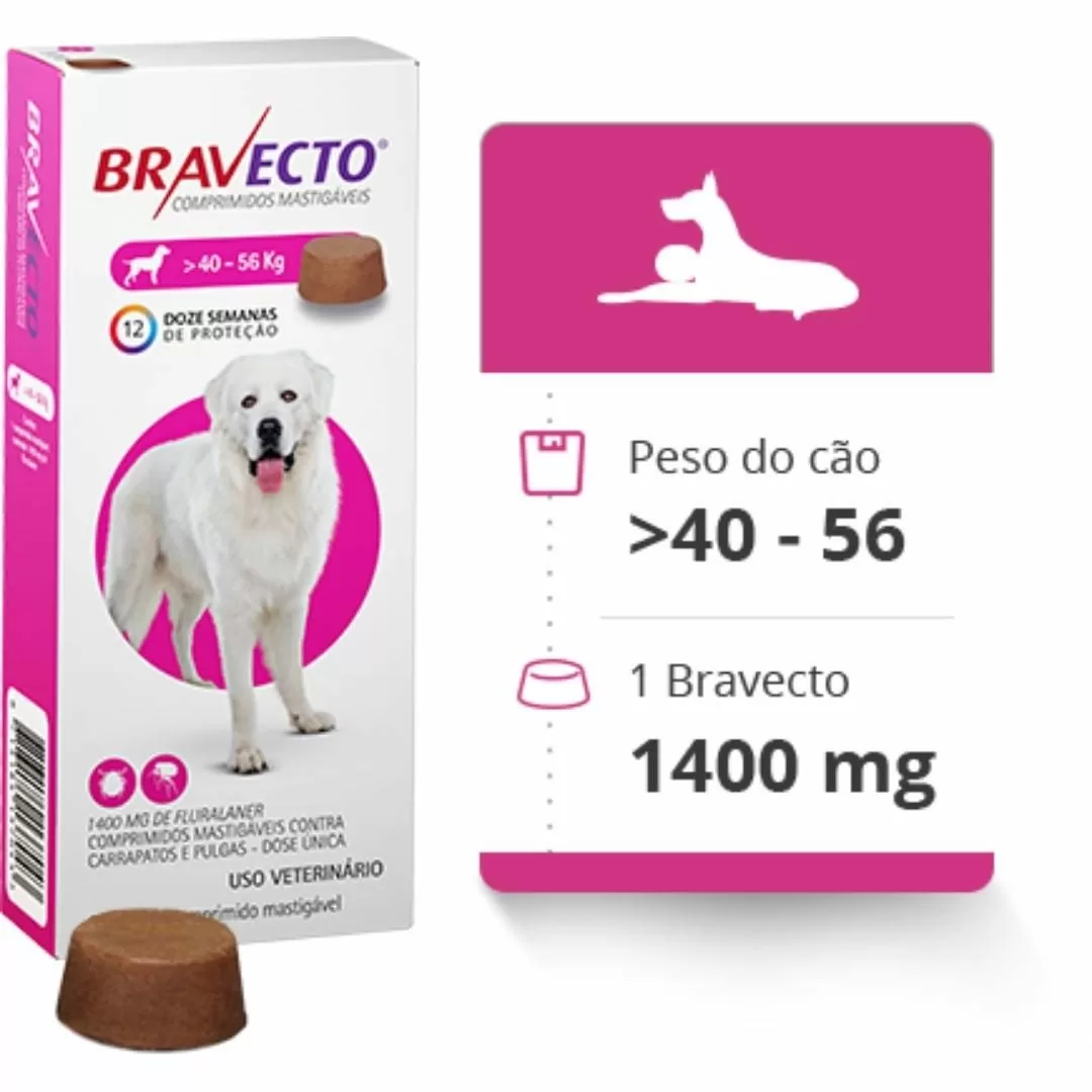 Antipulgas e Carrapatos Bravecto MSD para Cães de 40 a 56 kg